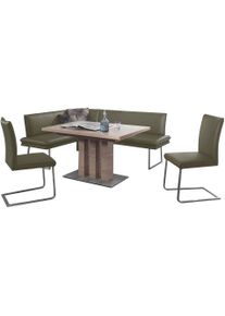K+w Komfort & Wohnen Essgruppe K+W KOMFORT & WOHNEN "Santos III", beige (zypresse), B:158cm H:86cm T:205cm, Sitzm&ouml;bel-Sets, Essgruppe, gepolsterte Eckbank und St&uuml;hle, langer Schenkel rechts oder links