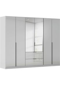 Dreht&uuml;renschrank OTTO HOME "Kleiderschrank Kleiderschr&auml;nke Schrank Garderobe AGORDO mit Glasfront", grau (seidengrau, glas seidengrau), B:271cm H:210cm T:54cm, Holzwerkstoff, Schr&auml;nke, Dreht&uuml;renschrank, mit Au&szlig;enschubk&auml;sten, in 7 Breiten und 2 H&ouml;hen MADE IN GERMANY