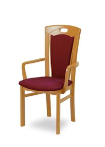 Esszimmerstuhl Home Affaire "FERDI, Armlehnstuhl, Made in Italy, Massivholz", beige (buche, bordea, buche natur, bordeaux), B:55cm H:100cm T:57cm, Massivholz, St&uuml;hle, Esszimmerstuhl, Bezug Feinstruktur (wasser-und fleckabweisend) oder Struktur