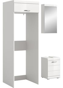 Badm&ouml;bel-Set Welltime "SIENA, 3-tlg., WBU, Spiegelschrank & Waschmaschinenschrank, MDF-Front", wei&szlig; (wei&szlig;, wei&szlig; hochglanz), B:121cm H:200cm T:68cm, Holzwerkstoff, MDF, Spiegelglas, Kastenm&ouml;bel-Sets, Badm&ouml;bel-Set, Badm&ouml;bel, Kombination, Badezimmer, Badset, M&ouml;bel-Set, Set