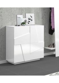 Schuhkommode Home Affaire "Ping", wei&szlig; (wei&szlig; hochglanz), B:81cm H:86cm T:38cm, Holzwerkstoff, Sideboards, Schuhkommode