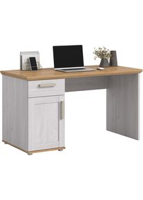 Schreibtisch Home Affaire "COSENZA, Breite 134 cm, 1 T&uuml;r, 1 Schubkasten, 2 F&auml;cher", wei&szlig; (sibiu l&auml;rche nachbildung, artisan eiche nachbildung), B:134cm H:75cm T:62cm, Tische, Schreibtisch, B&uuml;rotisch, Computertisch, Laptoptisch, Home-Office