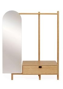 Garderobenst&auml;nder WOODMAN "Tripod", eiche, B:149cm H:180cm T:54cm, Holz teilmassiv, Garderobenst&auml;nder, Garderobenst&auml;nder, Breite 149 cm, FSC, teilmassiv, mit Spiegel