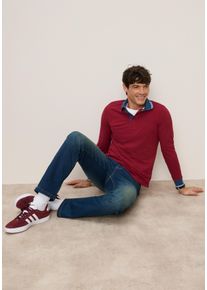 MAN'S WORLD Poloshirt MAN'S WORLD, Herren, Gr. 3XL (64/66), dunkelrot, Single Jersey, Obermaterial: 100% Baumwolle, kontrastfarbene Details, angesetztes B&uuml;ndchen, Shirts Poloshirt, normale Passform, mit Langarm, klassischer Casual-Look