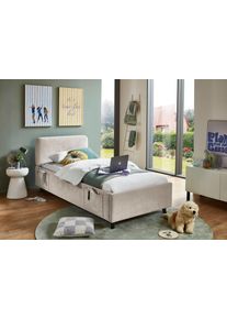 Meise M&ouml;bel Kinderbett MEISE.M&Ouml;BEL "COSY in de Breiten 90, 120 & 140 erh&auml;ltlich, wahlweise mit Bettkasten", beige, B:102cm H:90cm L:215cm, Betten, Kinderbett, wahlweise mit Holzfu&szlig; in schwarz oder eiche, inkl. USB-Anschluss