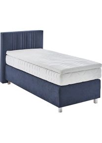 Boxspringbett, blau (navy), B:105cm L:210cm, Bezug: 100% Polyester;Polsterung: 100% Polyester, Westfalia Schlafkomfort, Komplettbetten, Boxspringbett, wahlweise mit Bettkasten und Topper