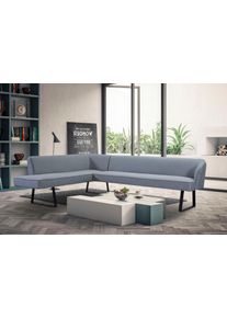 Eckbank exxpo - SOFA FASHION "Americano", silber, B:270cm H:83cm T:197cm, Sitzb&auml;nke, Eckbank, mit Keder und Metallf&uuml;&szlig;en, Bezug in verschiedenen Qualit&auml;ten