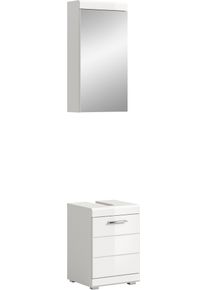 Badm&ouml;bel-Set Welltime "SIENA, 2-teilig, Waschbeckenunterschrank & Spiegelschrank", wei&szlig; (wei&szlig;, wei&szlig; hochglanz), B:40cm H:191cm T:34cm, Holzwerkstoff, MDF, Spiegelglas, Kastenm&ouml;bel-Sets, Badm&ouml;bel-Set, Badm&ouml;bel, Kombination, Badezimmer, Badset, M&ouml;bel-Set, Set