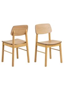 Esszimmerstuhl ACTONA GROUP "Esszimmerstuhl Barlow, lackierter eichenfurnierter Sitz in Matt Eiche", beige (, natur, natur, natur), B:44cm H:80cm T:47,5cm, St&uuml;hle, Esszimmerstuhl, Gestell aus Massivholz gebeizt und lackiert, 2 St&uuml;ck