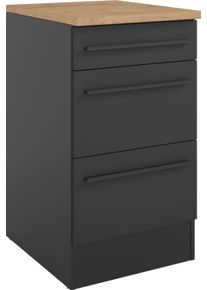 Unterschrank BASIC BY BALCULINA "Jazz B/T/H 50x60x90 cm", schwarz matt, B:50cm H:90cm T:60cm, Holzwerkstoff, Schr&auml;nke, Unterschrank, Breite 50cm, Melaminbeschichtung