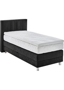 Boxspringbett, schwarz, B:105cm L:210cm, Bezug: 100% Polyester;Polsterung: 100% Polyester, Westfalia Schlafkomfort, Komplettbetten, Boxspringbett, wahlweise mit Bettkasten und Topper