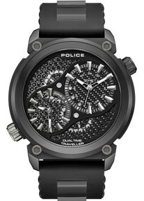 Multifunktionsuhr Police "BOA", schwarz, Armbanduhren, Herren, Multifunktionsuhr, Quarzuhr, Armbanduhr, Herrenuhr, Silikonarmband, analog, Dualzeit