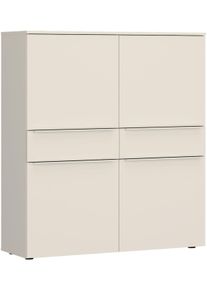 Hochkommode Tom Tailor HOME, beige (light taupe), B:110cm H:126cm T:42cm, Holzwerkstoff, Melamin, Spanplatte, Sideboards, Hochkommode, Highboard, Breite 110 cm,4 T&uuml;ren,2 Schubladen, viel Stauraum