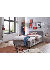 Meise M&ouml;bel Kinderbett MEISE.M&Ouml;BEL "COSY in de Breiten 90, 120 & 140 erh&auml;ltlich, wahlweise mit Bettkasten", grau, B:152cm H:90cm L:215cm, Betten, Kinderbett, wahlweise mit Holzfu&szlig; in schwarz oder eiche, inkl. USB-Anschluss