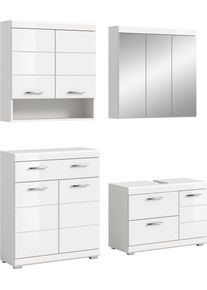 Badm&ouml;bel-Set Welltime "SIENA, 4-tlg., WBU, Spiegelschrank, H&auml;nge- & Unterschrank, MDF-Front", wei&szlig; (wei&szlig;, wei&szlig; hochglanz), B:169cm H:191cm T:34cm, Holzwerkstoff, MDF, Spiegelglas, Kastenm&ouml;bel-Sets, Badm&ouml;bel-Set, Badm&ouml;bel, Kombination, Badezimmer, Badset, M&ouml;bel-Set, Set