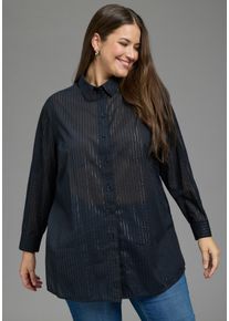 Klassische Bluse LAURA SCOTT CURVE "Gro&szlig;e Gr&ouml;&szlig;en", Damen, Gr. 58, schwarz, Web, Obermaterial: 100% Baumwolle, Nadelstreifen, figurumspielend Po-bedeckend, 1-Knopf-Manschette, Blusen Klassische Bluse, femininer Stil, aus Baumwolle, mit feinem Nadelstreifenmuster