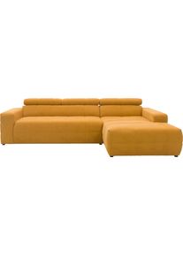 Ecksofa OTTO HOME "Ballerup", gelb (curry), B:285cm H:80cm T:175cm, 100% Polyester, Sofas, Ecksofa, Mit Kopfteilverstellung, wahlweise mit Sitztiefenverstellung
