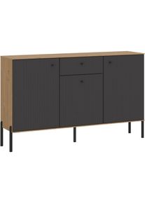 Sideboard OTTO HOME "Nursia", wei&szlig;, neutral, B:135,5cm H:85,4cm T:40cm, Holzwerkstoff, MDF, Melamin, PVC, Sideboards, Sideboard, Sideboard, Breite 136 cm, mit geriffelten Fronten, auf Metallf&uuml;&szlig;en