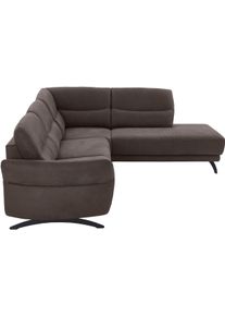 Ecksofa Home Affaire "Novalis, Herz-Waage-Funktion & klappbarer Armlehne", elephant, B:269cm H:91cm T:221cm, 100% Polyester, Sofas, Ecksofa, Ergonomischer TTFK-Komfort, saugroboter-freundlich, frei stellbar