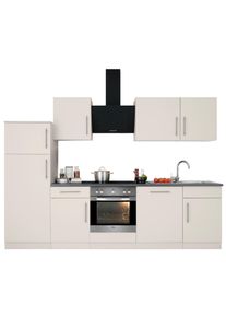 Wiho-K&uuml;chen K&uuml;chenzeile WIHO K&Uuml;CHEN "Cali", beige (k&uuml;che: natur, korpus: cashmerefarben, arbeitsplatte: granit grau), B:280cm T:60cm, Komplettk&uuml;chen-Sets, K&uuml;chenzeile, mit E-Ger&auml;ten, Breite 280 cm