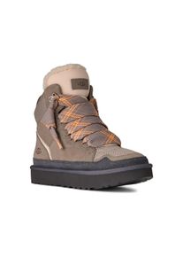 UGG Australia Sneakerboots UGG "HIGHMEL", Damen, Gr. 9 (40), grau, Lederimitat, Textil, Veloursleder, Schuhe Sneakerboots, High Top Sneaker, Schn&uuml;rboots mit Anziehlasche