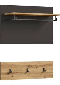Garderobenpaneel Home Affaire "REHAT, TOPSELLER, 2-teilig, bestehend aus: Paneel & Hakenleiste", grau (basalt grau, artisan eiche nachbildung), B:80cm H:73cm T:27cm, Holzwerkstoff, Garderobenpaneele, Garderobenpaneel, Paneel, Hakenleiste, Wandboard, Garderobe, Garderobenleiste
