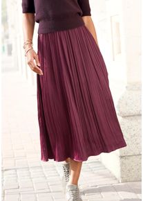Maxirock Lascana "mit Plisseefalten aus edel gl&auml;nzender Ware", Damen, Gr. 36, lila (bordeaux), Web, Obermaterial: 100% Polyester, unifarben, figurumspielend kn&ouml;chellang, R&ouml;cke Maxirock, festlicher Faltenrock, Plisseerock in Midil&auml;nge, eleganter Satinrock, Topseller