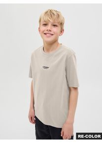 Jack & Jones Rundhalsshirt JACK & JONES JUNIOR "JJESOHO TEE SS CREW NECK NOOS JNR", Jungen, Gr. 152, gelb (moonbeam), Single Jersey, Obermaterial: 100% Baumwolle, bedruckt, regular fit normal, Rundhals, Shirts Rundhalsshirt, Baumwolle, locker geschnitten