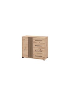 Kommode Home Affaire "Ascalon Sideboard, Breite 138 oder 93 cm, mit ABS Schutzkanten", braun (artisan eiche), B:93cm H:82cm T:40cm, Holzwerkstoff, MDF, Sideboards, Kommode, 3D Optik durch Lamellen/ Paneele, FSC-zertifizierter Holzwerkstoff