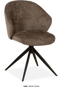 Esszimmerstuhl OMG DESIGN "Jane", braun (taupe, schwarz, taupe), B:59,5cm H:85cm T:67cm, Polyester, St&uuml;hle, Esszimmerstuhl, Drehstuhl mit auto-return, Schalenstuhl