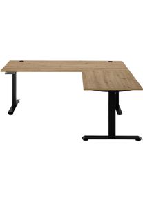 Eckschreibtisch BEGA OFFICE "Ben", braun (artisan eiche, schwarz, artisan eiche), B:180cm H:74cm T:177cm, Tische, Eckschreibtisch, elektrisch h&ouml;henverstellbarer Desk mit 4 Memory Tasten, 180x177 cm
