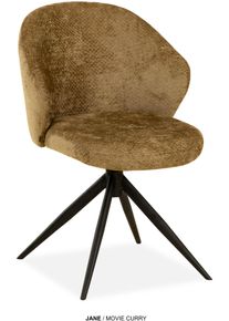 Esszimmerstuhl OMG DESIGN "Jane", braun (curry, schwarz, curry), B:59,5cm H:85cm T:67cm, Polyester, St&uuml;hle, Esszimmerstuhl, Drehstuhl mit auto-return, Schalenstuhl