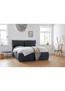 Polsterbett OTTO HOME "Jenson", blau (dunkelblau), B:188cm L:225cm, Struktur weich (85% Polyester/15% Nylon), Betten, Polsterbett, als Bettgestell oder mit 3 Matratzenarten und H&auml;rtegraden