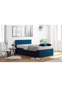 Boxspringbett, blau (k&ouml;nigsblau), B:155cm L:210cm, Bezug: 100% Polyester;Polsterwatte: 100% Polyester, Westfalia Schlafkomfort, Komplettbetten, Boxspringbett, mit Zierkissen, wahlweise mit Topper