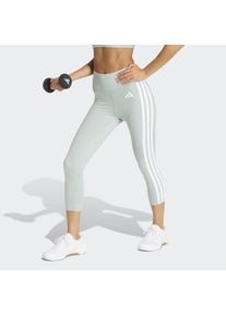 Trainingstights adidas Performance "OPT ES 3S 3/4 L", Damen, Gr. M, N-Gr, gr&uuml;n (wonder sage, wei&szlig;, normal, gr.), Obermaterial: 85% Polyester, 15% Elasthan, 3/4-L&auml;nge, Hosen Trainingstights