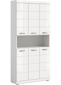 Hochschrank Welltime "SIENA, H&ouml;he 191cm, 6 T&uuml;ren, 1 offenes Fach, 8 Einlegeb&ouml;den, MDF-Front", wei&szlig; (wei&szlig;, wei&szlig; hochglanz), B:90cm H:191cm T:31cm, FSC-zertifizierter Holzwerkstoff, MDF, Schr&auml;nke, Hochschrank, Badm&ouml;bel, Badschrank, Badezimmer, Mehrzweckschrank, Universalschrank
