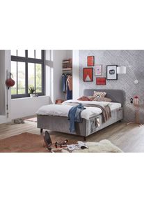 Meise M&ouml;bel Kinderbett MEISE.M&Ouml;BEL "COSY in de Breiten 90, 120 & 140 erh&auml;ltlich, wahlweise mit Bettkasten", grau, B:132cm H:90cm L:215cm, Betten, Kinderbett, wahlweise mit Holzfu&szlig; in schwarz oder eiche, inkl. USB-Anschluss