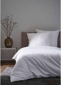 Bettw&auml;sche Apelt "Annie", wei&szlig;, B/L: 135cm x 200cm, 1 Stk., 1 Stk., Satin (Bio-Baumwolle), B/L: 80cm x 80cm, 2, Satin (Bio-Baumwolle), Bezug: 100% Baumwolle, Bettw&auml;sche, Bettw&auml;sche, Bettw&auml;sche-Set mit Rei&szlig;verschluss, Baumwoll-Satin, Digitaldruck