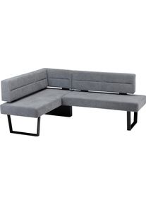 Eckbank MASSIVLINE & MORE "Martina", blau (blau, grau, metall schwarz lackiert), B:155cm H:85cm T:195cm, Holzwerkstoff, Metall, Polyester, Sitzb&auml;nke, Eckbank, modernes Design, Gestell aus massivem Metall