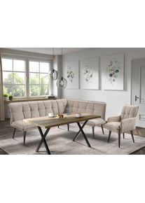 Eckbank exxpo - SOFA FASHION "Mocca Essbank, Sitzbank", beige, B:240cm H:94cm T:161cm, Sitzb&auml;nke, Eckbank, hoher Sitzkomfort, bequem und elegant, hochwertige Detailverarbeitung