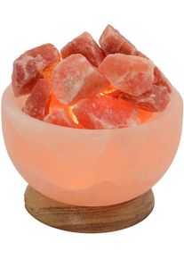 WAGNER LIFE DESIGN Salzkristall-Tischlampe "Salzkristallschale", orange, &Oslash; 13cm H: 15cm, 1 Stk., Leuchten, Handgefertigt aus Salzkristall - jeder Stein ein Unikat, H: ca.15 cm, Salzkristall-Tischlampe