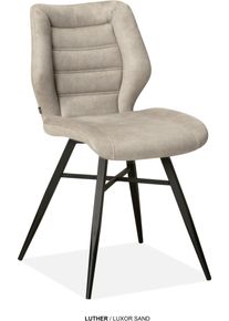 Esszimmerstuhl OMG DESIGN "Luther", beige (sand, schwarz, sand), B:47cm H:84,5cm T:59,5cm, Polyester, St&uuml;hle, Esszimmerstuhl, Schalenstuhl, bequem gepolstert, Esszimmerstuhl