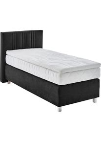 Boxspringbett, schwarz, B:105cm L:210cm, Bezug: 100% Polyester;Polsterung: 100% Polyester, Westfalia Schlafkomfort, Komplettbetten, Boxspringbett, wahlweise mit Bettkasten und Topper