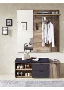 Garderoben-Set Innostyle "LINEA Garderoben Set,besteht aus 2 Typen, 134x204x38cm (B/H/T)", grau (flagstaff oak umbra), Kastenm&ouml;bel-Sets, Garderoben-Set
