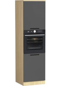 Backofenumbauschrank KOCHSTATION "Luna, Backofenschrank, Backofen-Hochschrank, Made in Italy", anthrazit, eiche chopinfarben, B:60cm H:214,5cm T:60cm, Schr&auml;nke, Backofenumbauschrank, B/T/H: 60&times;60&times;214,5 cm, Oberplatte mit 25 mm St&auml;rke