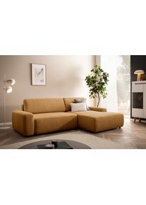 Ecksofa Home Affaire "TORGE (264cm), Schlafsofa in Cord, Samtvelours o Struktur fein, L-Form", gelb (honiggelb), B:264cm H:82cm T:162cm, 100% Polyester, Sofas, Ecksofa, Schlaffunktion, Bettkasten, Liegefl&auml;che: 125/210 cm