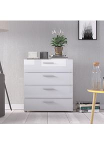 Kommode Home Affaire "Pepe, Aufbewahrung, Schubladenschrank, Stauraum", wei&szlig; (eiche struktur, wei&szlig; hochglanz), B:80,2cm H:68,1cm T:40,3cm, Holzwerkstoff, Sideboards, Kommode, Sideboard mit 4 Schubl&auml;den, Breite 80 cm, H&ouml;he 68 cm