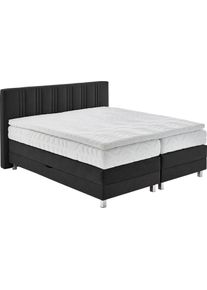 Boxspringbett, schwarz, B:195cm L:210cm, Bezug: 100% Polyester;Polsterung: 100% Polyester, Westfalia Schlafkomfort, Komplettbetten, Boxspringbett, wahlweise mit Bettkasten und Topper