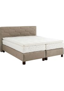 Boxspringbett, beige (sand), B:195cm L:210cm, Bezug: 100% Polyester, Westfalia Schlafkomfort, Komplettbetten, Boxspringbett, wahlweise mit Topper