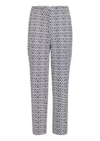 Stoffhose Ichi "Casual Hose IHKATE", Damen, Gr. XS, N-Gr, schwarz (total eclipse ikat tile aop), Obermaterial: 74% Polyester Pol. recyc.. 22% Viskose CV. 4% Elasthan EL., Hosen Stoffhose